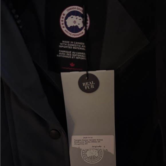 CANADA GOOSE Shelburne Parka graphite with Coyote Fur NWT XS - Picture 17 of 17